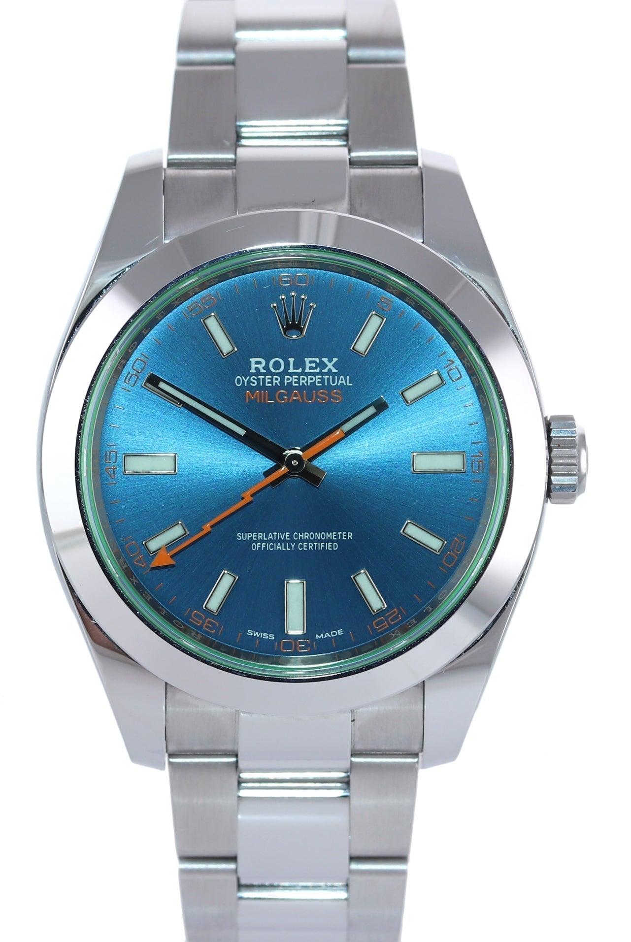 Copy of 2020 Papers Rolex Milgauss Blue Anniversary Green 116400GV Steel 40mm Watch Box