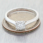 Ladies Modern Solid 14k White Gold .25ctw Diamond Halo Engagement Ring