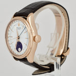 Rolex Cellini Moonphase White Dial 18K Everose Gold 39mm Leather 50535 Watch