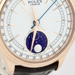 Rolex Cellini Moonphase White Dial 18K Everose Gold 39mm Leather 50535 Watch