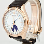 Rolex Cellini Moonphase White Dial 18K Everose Gold 39mm Leather 50535 Watch