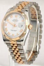 UNPOLISHED 2010 Rolex DateJust 36mm White Roman 116231 18K Rose Stainless Watch