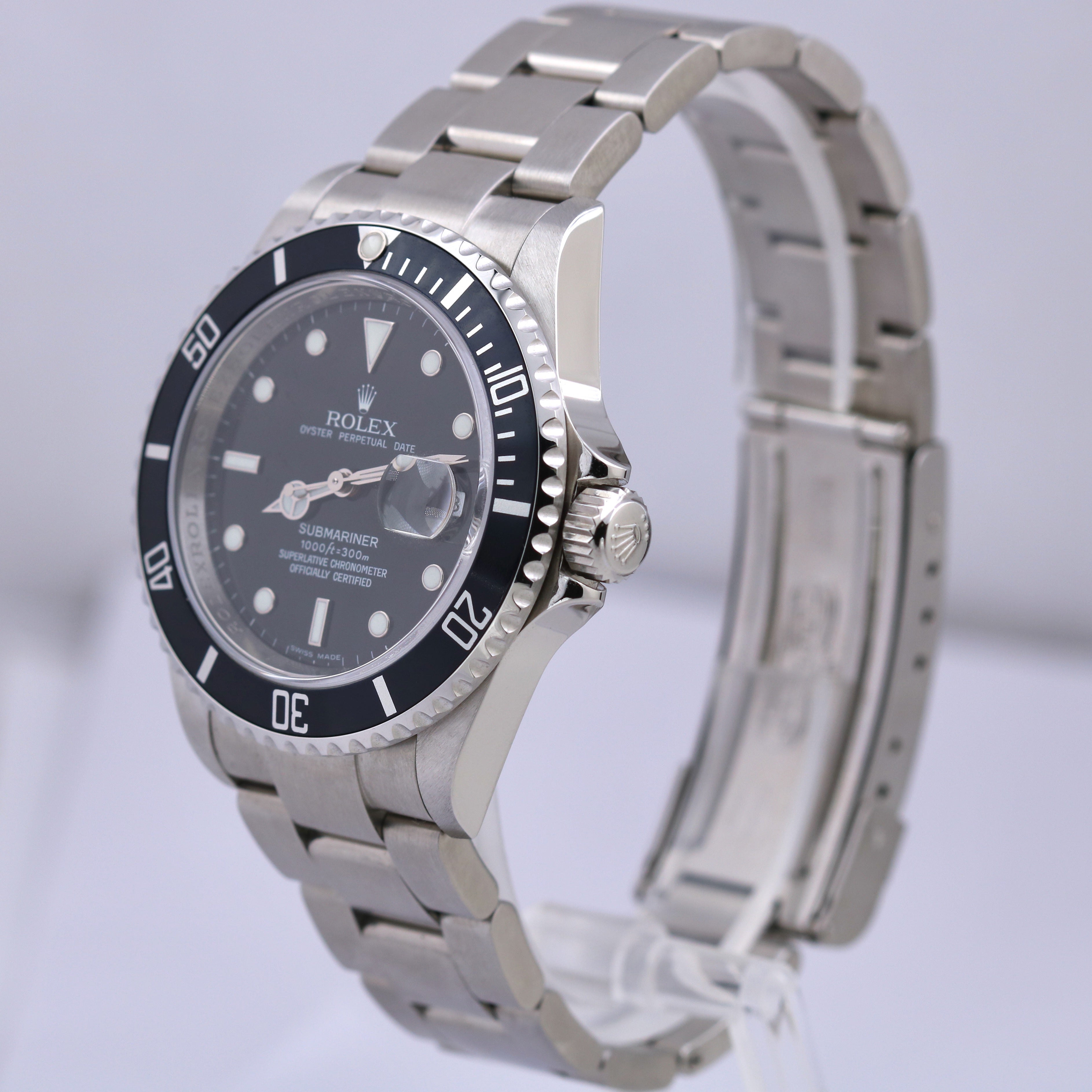 Rolex Submariner Date REHAUT Stainless Steel Automatic Oyster 16610 Watch  MSERIAL