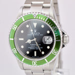 Rolex Submariner Date NO-HOLES CASE Green Black Stainless Automatic 16610 Watch