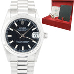 UNPOLISHED Rolex DateJust President 31mm Midsize 950 Platinum Watch 68246 B+P