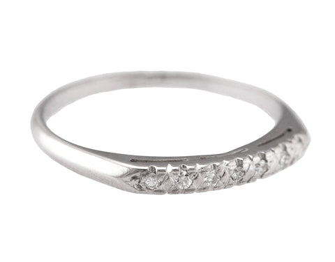 Ladies Dainty 14K White Gold 0.07ctw Diamond Stackable Anniversary Band Ring