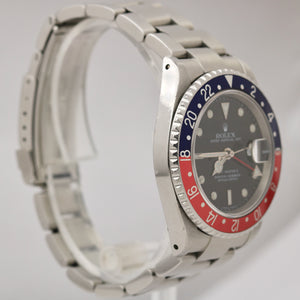 Rolex GMT-Master II PAPERS 40mm PEPSI Blue Red Steel Automatic Watch 16710 B+P