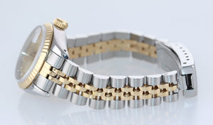 Ladies Rolex 69173 Two Tone 18k Gold 26mm Champagne Diamond Watch Box