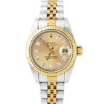 Rolex DateJust 26mm DIAMOND Champagne Two-Tone Jubilee NO-HOLES CASE Watch 79173