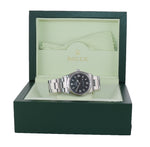 2009 ENGRAVED REHAUT Rolex Explorer I Black 36mm 114270 Steel Black Arabic Watch