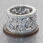 Vintage Estate 14k White Gold 2ctw Diamond Wide Band Ring