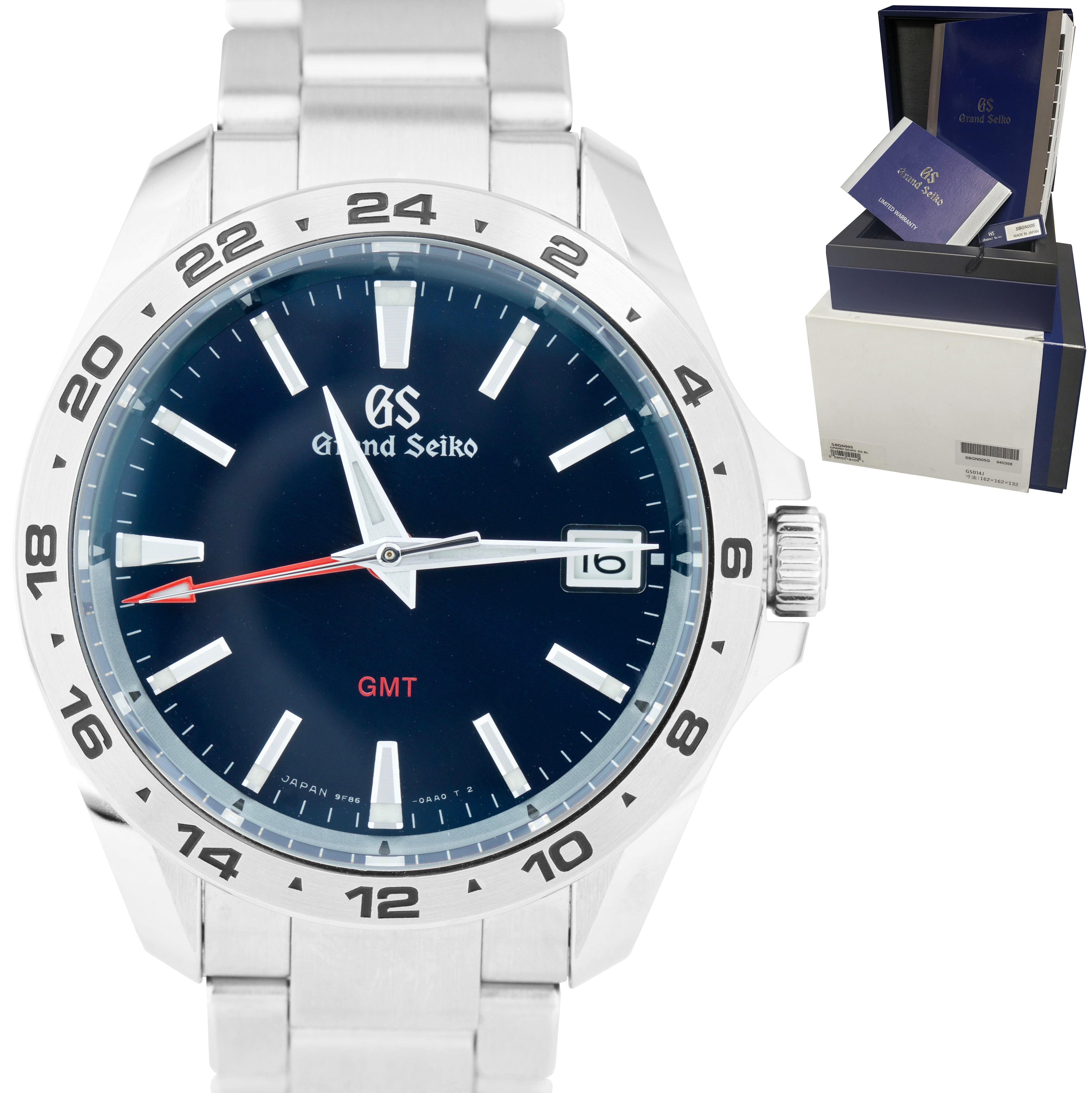 Men s Grand Seiko Sport GS 39mm GMT Stainless Steel Blue Quartz SBGN00