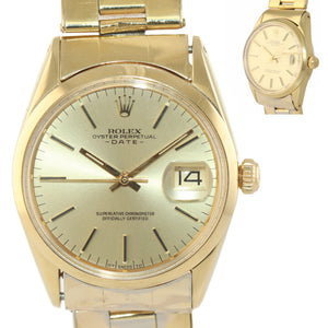 Rolex Oyster Date 34mm 1550 Gold Plated Champagne Vintage Watch