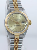 MINT Ladies Rolex DateJust 79173 Two Tone Gold Jubilee Champagne Dial Watch Box