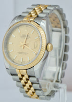 Rolex DateJust 36mm Champagne 18K Yellow Gold Two-Tone Jubilee Watch 116233