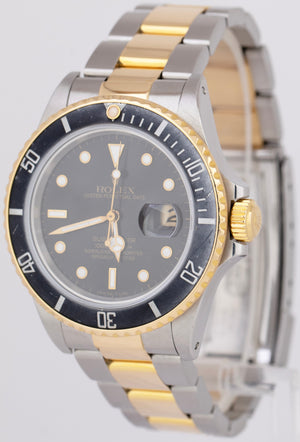 Rolex Submariner Date 18K Yellow Gold Stainless Steel Black 40mm 16803 Watch