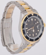 Rolex Submariner Date 18K Yellow Gold Stainless Steel Black 40mm 16803 Watch