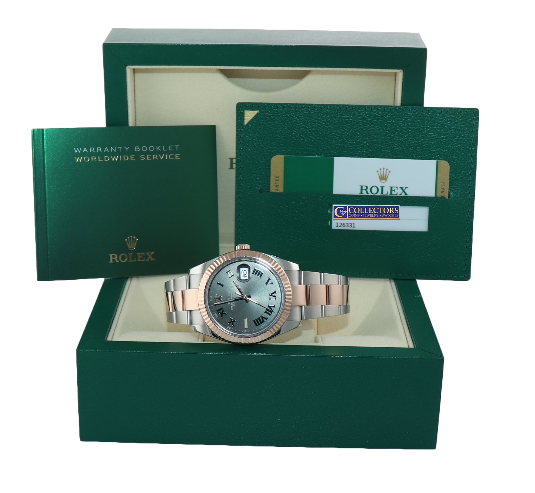 2019 PAPERS Rolex DateJust 41 126331 Wimbledon Rose Gold 18K Two-Tone Watch