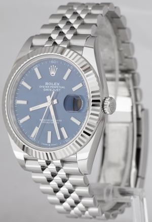 NEW MAR 2023 Rolex DateJust 41 Blue Stainless Steel JUBILEE Watch 126334 B+P