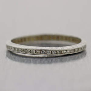 1920's Antique Art Deco Platinum Thin Engraved 0.50ctw Diamond Band Ring