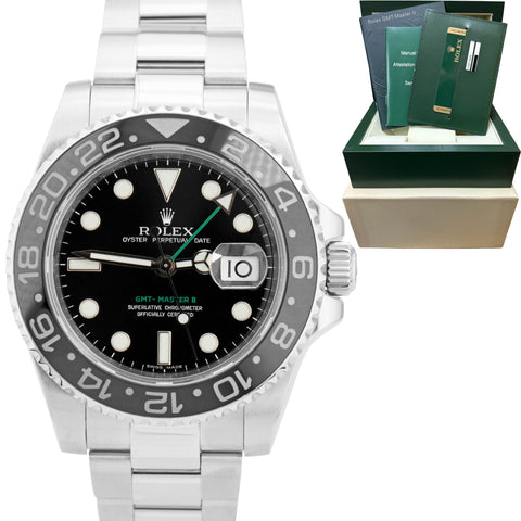 MINT Rolex GMT-Master II Black 40mm Ceramic Stainless Steel Date Watch 116710