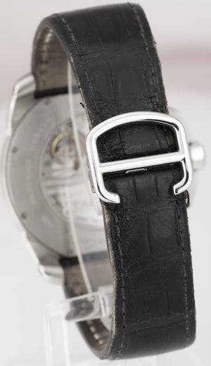 Men's Cartier Calibre Silver Black Roman 42mm Stainless Steel Date Watch 3389
