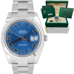 BRAND NEW 2021 Rolex DateJust 41 Blue Stainless Steel Smooth Oyster Watch 126300