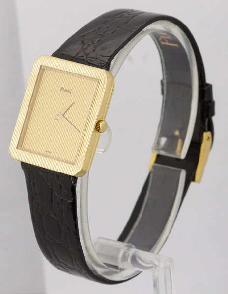 Piaget Protocole 25mm Quartz 8154 Champagne 18K Yellow Gold Leather Wa