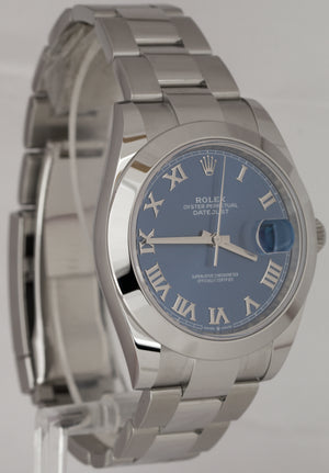 BRAND NEW 2021 Rolex DateJust 41 Blue Stainless Steel Smooth Oyster Watch 126300