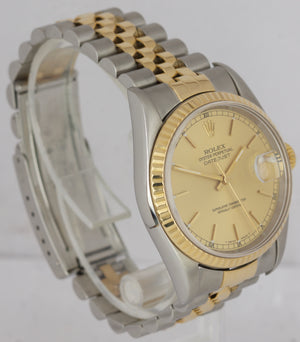 1998 MINT Rolex DateJust 36mm Two-Tone Champagne Steel Gold Jubilee Watch 16233