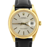 Rolex Oyster Perpetual Date 18K Yellow Gold Silver 34mm Automatic Watch 1503