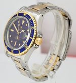 Vintage 1977 Rolex Submariner Date Nipple Two Tone Gold Blue 40mm Watch 1680