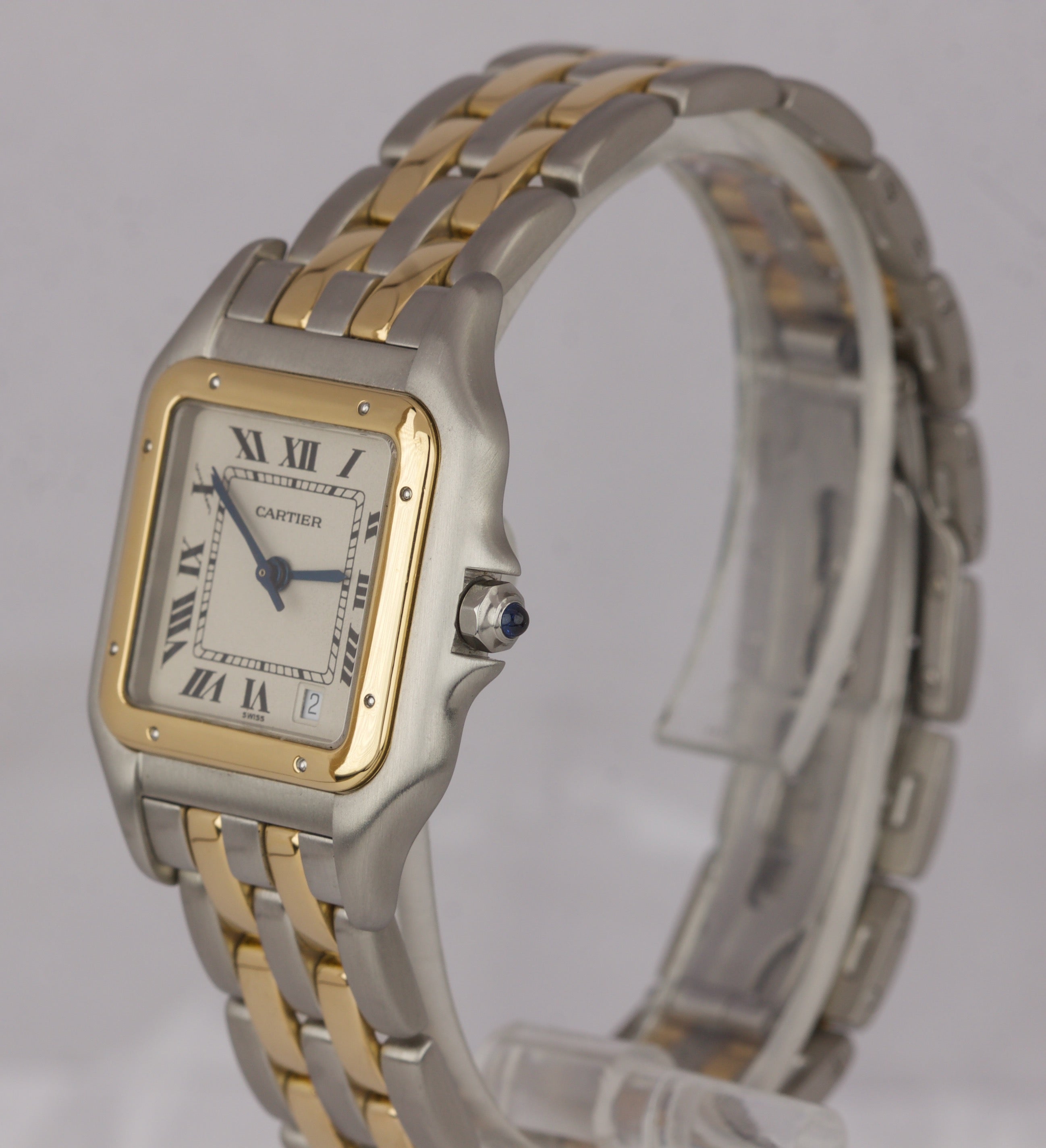 Cartier Panthere Mid-Size Two Tone Gold Two Row Ivory 27mm Quartz Watch 183949