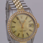 Rolex DateJust 36mm CHAMPAGNE DIAMOND Two Tone 18K Gold Steel JUBILEE 16013