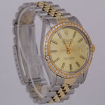 Rolex DateJust 36mm CHAMPAGNE DIAMOND Two Tone 18K Gold Steel JUBILEE 16013