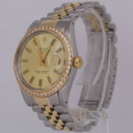 Rolex DateJust 36mm CHAMPAGNE DIAMOND Two Tone 18K Gold Steel JUBILEE 16013