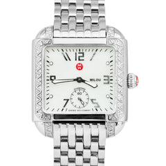 Ladies Michele Milou Diamond Stainless Steel Square Mother of