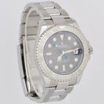 MINT Rolex Yacht-Master Midsize Steel RHODIUM Blue Gray Date 37mm Watch 268622