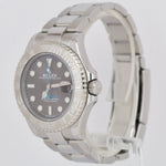 MINT Rolex Yacht-Master Midsize Steel RHODIUM Blue Gray Date 37mm Watch 268622