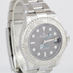 MINT Rolex Yacht-Master Midsize Steel RHODIUM Blue Gray Date 37mm Watch 268622