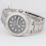 MINT Rolex Yacht-Master Midsize Steel RHODIUM Blue Gray Date 37mm Watch 268622