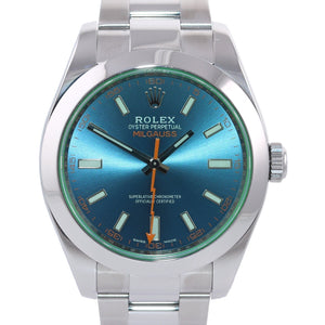 2018 PAPERS Rolex Milgauss Blue Dial Anniversary Green 116400GV Steel Watch Box