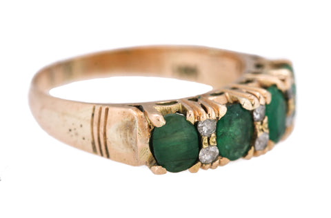 Ladies Vintage Estate 18K Yellow Gold 0.62ctw Diamond Emerald Gemstone Ring