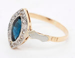Antique Victorian 0.50ct Sapphire & Diamond Marquise Ring - 14k Yellow Gold