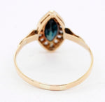 Antique Victorian 0.50ct Sapphire & Diamond Marquise Ring - 14k Yellow Gold
