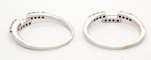 Vintage 0.40ctw Diamond Square-Wave Stackable Band Rings (Two) - 14k White Gold