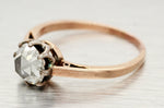 Antique Art Nouveau 1.35ct Rose Cut Diamond Engagement Ring - 14k Rose Gold
