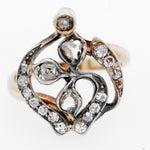 Victorian 0.75ctw Rose Cut Diamond Cocktail Ring - 14k Yellow Gold & Platinum