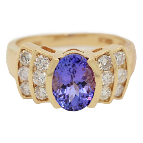 1ctw Tanzanite and Diamond Accent Cathedral Style Band Ring - 18k Yellow Gold