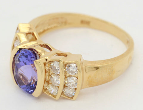 1ctw Tanzanite and Diamond Accent Cathedral Style Band Ring - 18k Yellow Gold